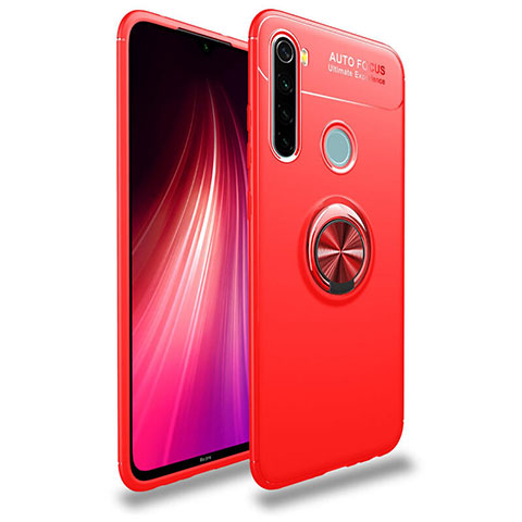 Coque Ultra Fine Silicone Souple Housse Etui avec Support Bague Anneau Aimante Magnetique T02 pour Xiaomi Redmi Note 8 (2021) Rouge