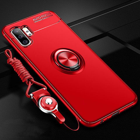Coque Ultra Fine Silicone Souple Housse Etui avec Support Bague Anneau Aimante Magnetique T03 pour Samsung Galaxy Note 10 Plus Rouge