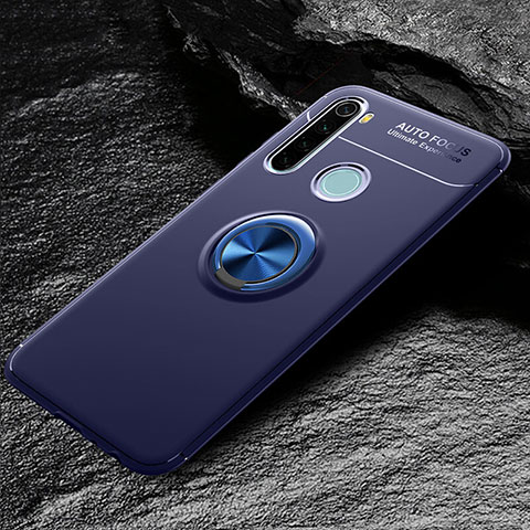 Coque Ultra Fine Silicone Souple Housse Etui avec Support Bague Anneau Aimante Magnetique T04 pour Xiaomi Redmi Note 8T Bleu