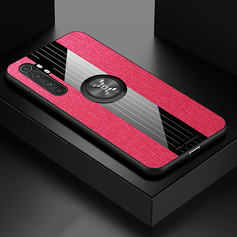 Coque Ultra Fine Silicone Souple Housse Etui avec Support Bague Anneau Aimante Magnetique X01L pour Xiaomi Mi Note 10 Lite Rouge