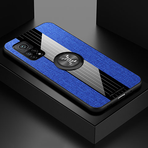 Coque Ultra Fine Silicone Souple Housse Etui avec Support Bague Anneau Aimante Magnetique X01L pour Xiaomi Redmi K30S 5G Bleu