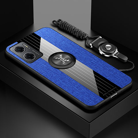 Coque Ultra Fine Silicone Souple Housse Etui avec Support Bague Anneau Aimante Magnetique X03L pour Xiaomi Redmi 11 Prime 5G Bleu