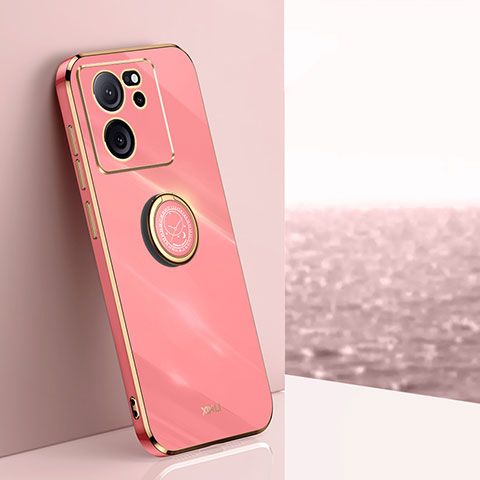 Coque Ultra Fine Silicone Souple Housse Etui avec Support Bague Anneau Aimante Magnetique XL1 pour Xiaomi Mi 13T 5G Rose Rouge