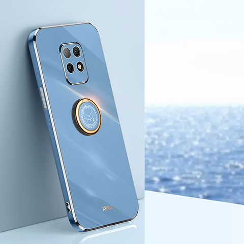 Coque Ultra Fine Silicone Souple Housse Etui avec Support Bague Anneau Aimante Magnetique XL1 pour Xiaomi Redmi 10X 5G Bleu