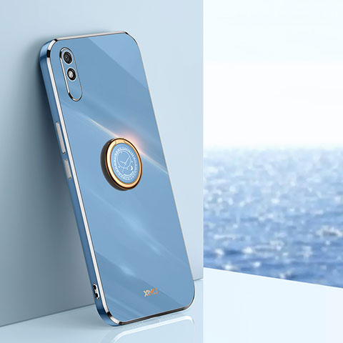 Coque Ultra Fine Silicone Souple Housse Etui avec Support Bague Anneau Aimante Magnetique XL1 pour Xiaomi Redmi 9A Bleu