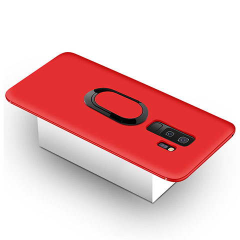 Coque Ultra Fine Silicone Souple Housse Etui avec Support Bague Anneau Aimante pour Samsung Galaxy S9 Plus Rouge