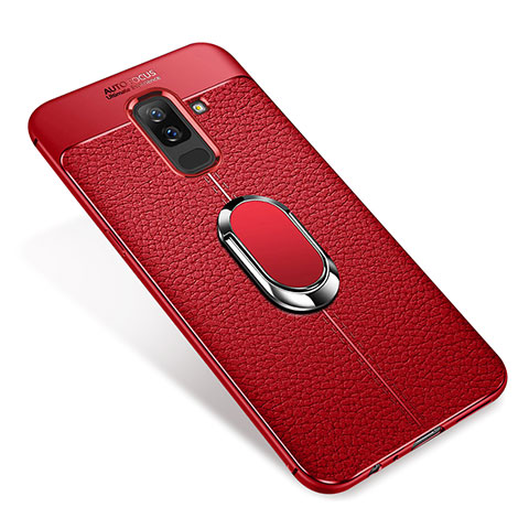 Coque Ultra Fine Silicone Souple Housse Etui avec Support Bague Anneau Aimante S01 pour Samsung Galaxy A6 Plus Rouge