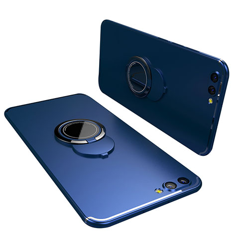 Coque Ultra Fine Silicone Souple Housse Etui avec Support Bague Anneau pour Huawei Honor View 10 Bleu