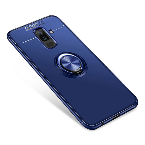 Coque Ultra Fine Silicone Souple Housse Etui avec Support Bague Anneau pour Samsung Galaxy A9 Star Lite Bleu