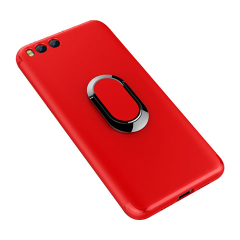 Coque Ultra Fine Silicone Souple Housse Etui avec Support Bague Anneau pour Xiaomi Mi 6 Rouge