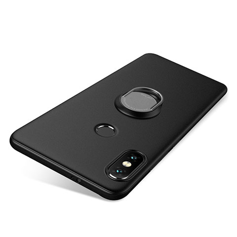 Coque Ultra Fine Silicone Souple Housse Etui avec Support Bague Anneau pour Xiaomi Redmi Note 5 Pro Noir