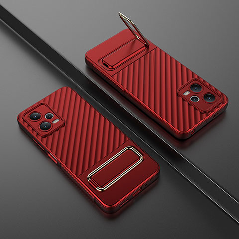 Coque Ultra Fine Silicone Souple Housse Etui avec Support KC1 pour Xiaomi Redmi Note 12 5G Rouge