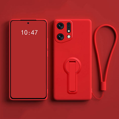 Coque Ultra Fine Silicone Souple Housse Etui avec Support pour Oppo Find X5 5G Rouge