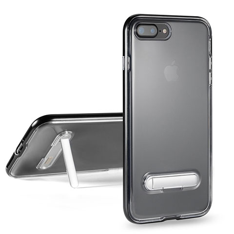 Coque Ultra Fine Silicone Souple Transparente et Support pour Apple iPhone 7 Plus Gris