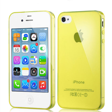 Coque Ultra Fine Silicone Souple Transparente pour Apple iPhone 4 Jaune