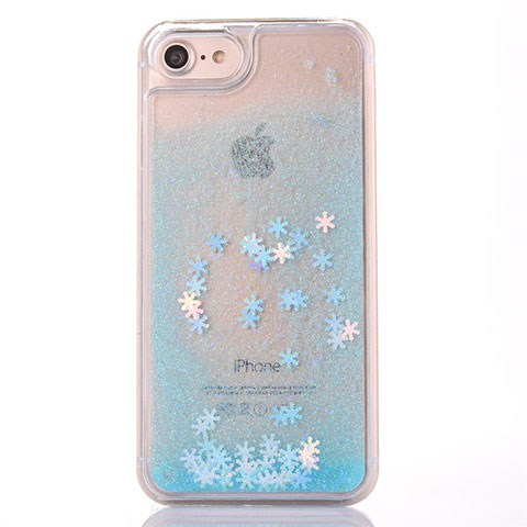 Coque Ultra Fine TPU Souple Housse Etui Transparente Fleurs T01 pour Apple iPhone 7 Bleu Ciel