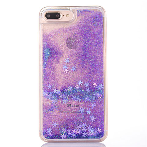 Coque Ultra Fine TPU Souple Housse Etui Transparente Fleurs T01 pour Apple iPhone 7 Plus Violet