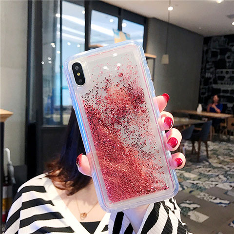 Coque Ultra Fine TPU Souple Housse Etui Transparente Fleurs T03 pour Apple iPhone XR Rouge