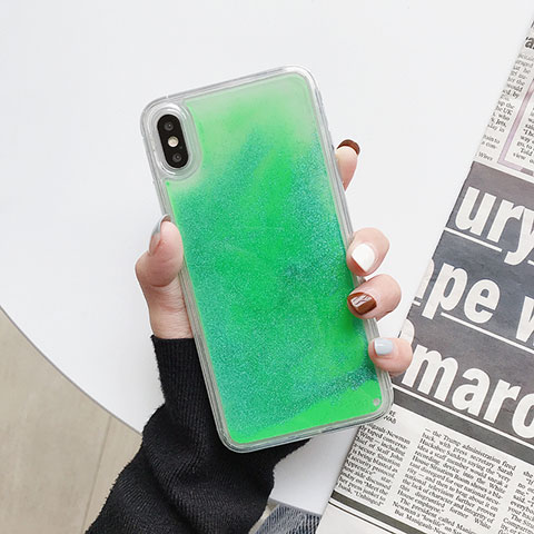 Coque Ultra Fine TPU Souple Housse Etui Transparente Fleurs Z03 pour Apple iPhone Xs Max Vert