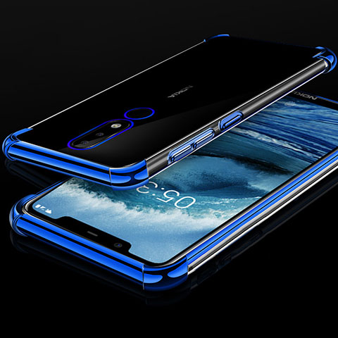 Coque Ultra Fine TPU Souple Housse Etui Transparente H01 pour Nokia X5 Bleu