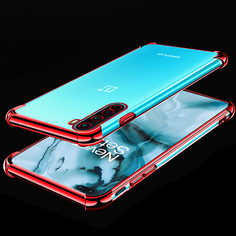 Coque Ultra Fine TPU Souple Housse Etui Transparente H01 pour OnePlus Nord Rouge