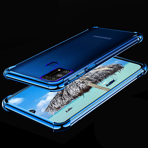 Coque Ultra Fine TPU Souple Housse Etui Transparente H01 pour Samsung Galaxy M21s Bleu