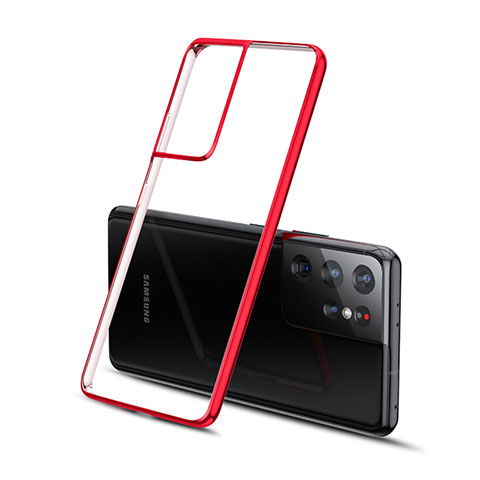 Coque Ultra Fine TPU Souple Housse Etui Transparente H01 pour Samsung Galaxy S21 Ultra 5G Rouge