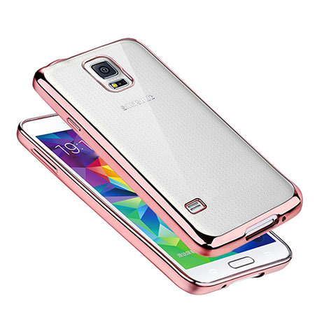 Coque Ultra Fine TPU Souple Housse Etui Transparente H01 pour Samsung Galaxy S5 Duos Plus Or Rose