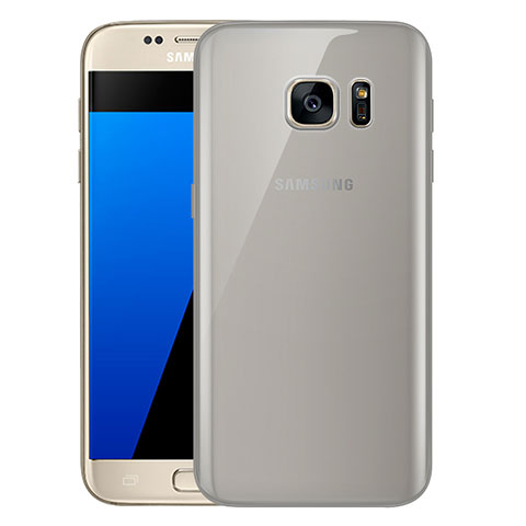 Coque Ultra Fine TPU Souple Housse Etui Transparente H01 pour Samsung Galaxy S7 G930F G930FD Gris