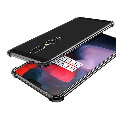Coque Ultra Fine TPU Souple Housse Etui Transparente H02 pour OnePlus 6 Noir
