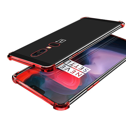Coque Ultra Fine TPU Souple Housse Etui Transparente H02 pour OnePlus 6 Rouge