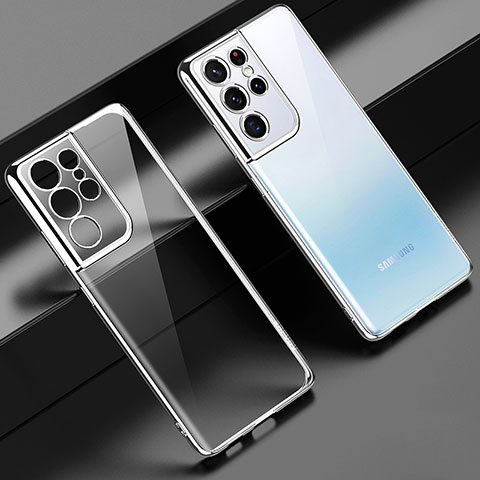 Coque Ultra Fine TPU Souple Housse Etui Transparente H02 pour Samsung Galaxy S21 Ultra 5G Argent