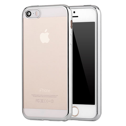 Coque Ultra Fine TPU Souple Housse Etui Transparente H05 pour Apple iPhone 5 Argent