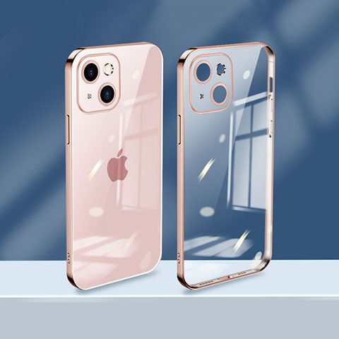 Coque Ultra Fine TPU Souple Housse Etui Transparente H08 pour Apple iPhone 15 Or Rose