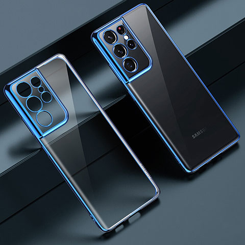 Coque Ultra Fine TPU Souple Housse Etui Transparente H08 pour Samsung Galaxy S23 Ultra 5G Bleu
