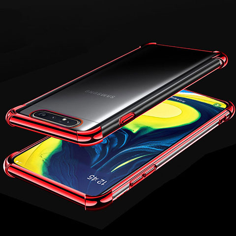 Coque Ultra Fine TPU Souple Housse Etui Transparente S01 pour Samsung Galaxy A80 Rouge