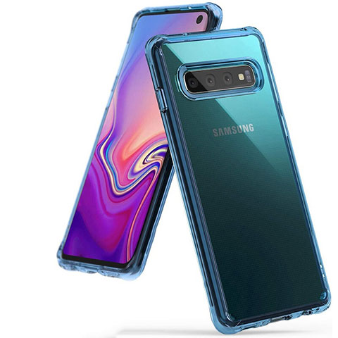 Coque Ultra Fine TPU Souple Housse Etui Transparente S01 pour Samsung Galaxy S10 Bleu Ciel