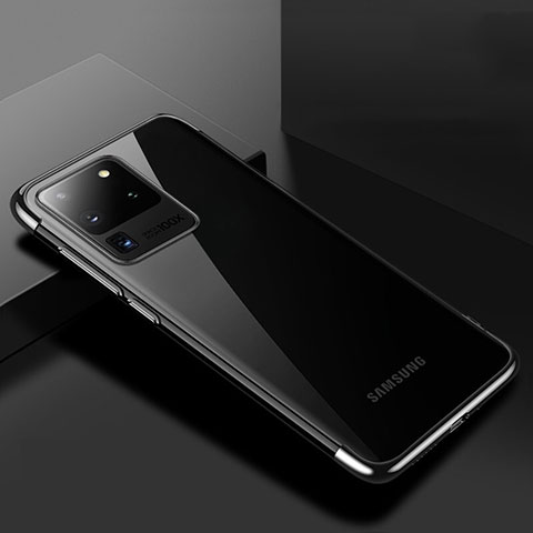 Coque Ultra Fine TPU Souple Housse Etui Transparente S01 pour Samsung Galaxy S20 Ultra 5G Noir