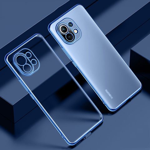 Coque Ultra Fine TPU Souple Housse Etui Transparente S02 pour Xiaomi Mi 11 Lite 4G Bleu