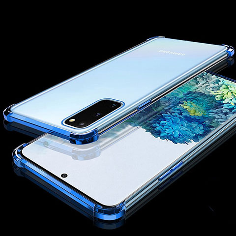 Coque Ultra Fine TPU Souple Housse Etui Transparente S03 pour Samsung Galaxy S20 5G Bleu