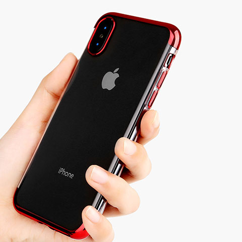 Coque Ultra Fine TPU Souple Transparente V11 pour Apple iPhone X Rouge