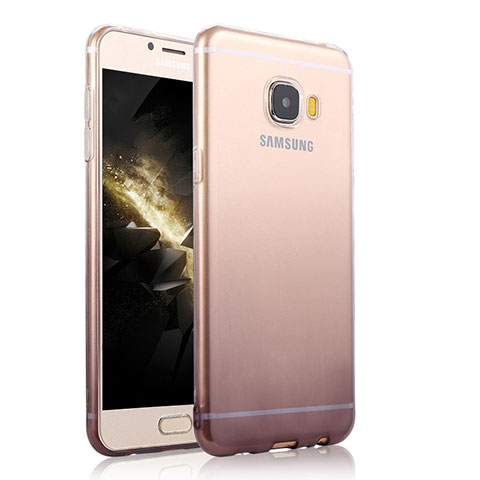 Coque Ultra Fine Transparente Souple Degrade T04 pour Samsung Galaxy C7 Pro C7010 Gris