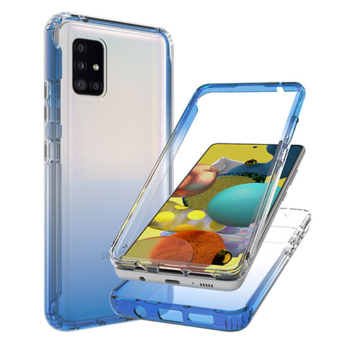 Coque Ultra Fine Transparente Souple Housse Etui 360 Degres Avant et Arriere Degrade JX1 pour Samsung Galaxy A51 4G Bleu