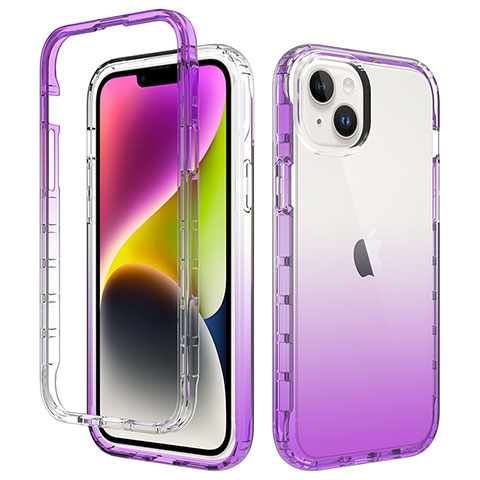 Coque Ultra Fine Transparente Souple Housse Etui 360 Degres Avant et Arriere Degrade pour Apple iPhone 14 Plus Violet