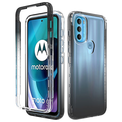 Coque Ultra Fine Transparente Souple Housse Etui 360 Degres Avant et Arriere Degrade pour Motorola Moto G71 5G Noir