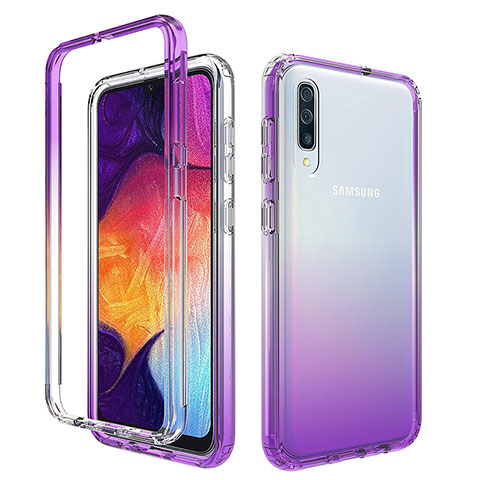 Coque Ultra Fine Transparente Souple Housse Etui 360 Degres Avant et Arriere Degrade pour Samsung Galaxy A30S Violet