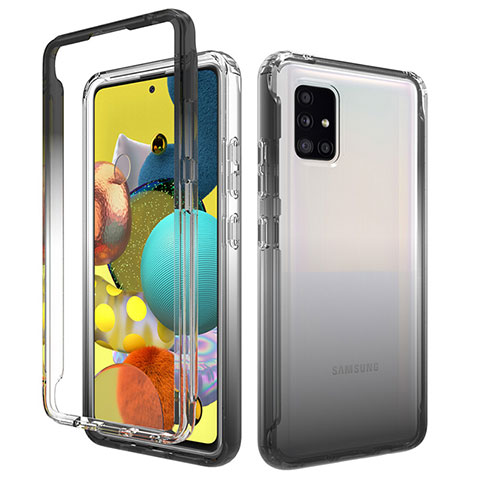 Coque Ultra Fine Transparente Souple Housse Etui 360 Degres Avant et Arriere Degrade pour Samsung Galaxy A51 4G Gris Fonce