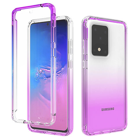 Coque Ultra Fine Transparente Souple Housse Etui 360 Degres Avant et Arriere Degrade pour Samsung Galaxy S20 Ultra 5G Violet