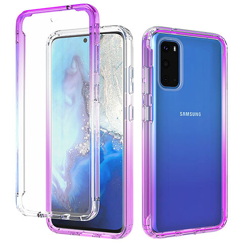 Coque Ultra Fine Transparente Souple Housse Etui 360 Degres Avant et Arriere Degrade pour Samsung Galaxy S20 Violet