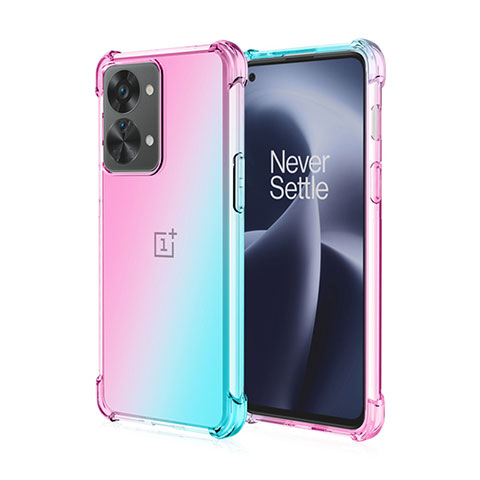 Coque Ultra Fine Transparente Souple Housse Etui Degrade pour OnePlus Nord 2T 5G Cyan